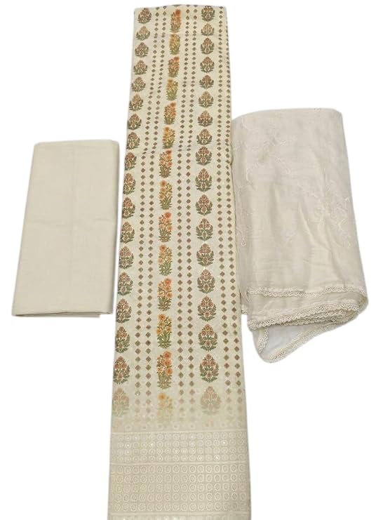 Women's Unstitched Cotton Printed Dress Material with Embroidered Cotton Dupatta & Solid Bottom | Floral Suit Fabric Set for Casual, Office, Festive & Daily Wear (Free Size)-image-37
