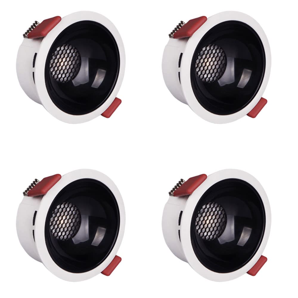GTHTUHFD Modern Creativity 4 Pack 3.3/3.9 Inch Led Recessed Lighting Honeycomb Led Downlight, 7W/12W,Selectable 3000K/4000K/6000K, Cri>97, Baffle Trim/6000K/7W,4000k-12W