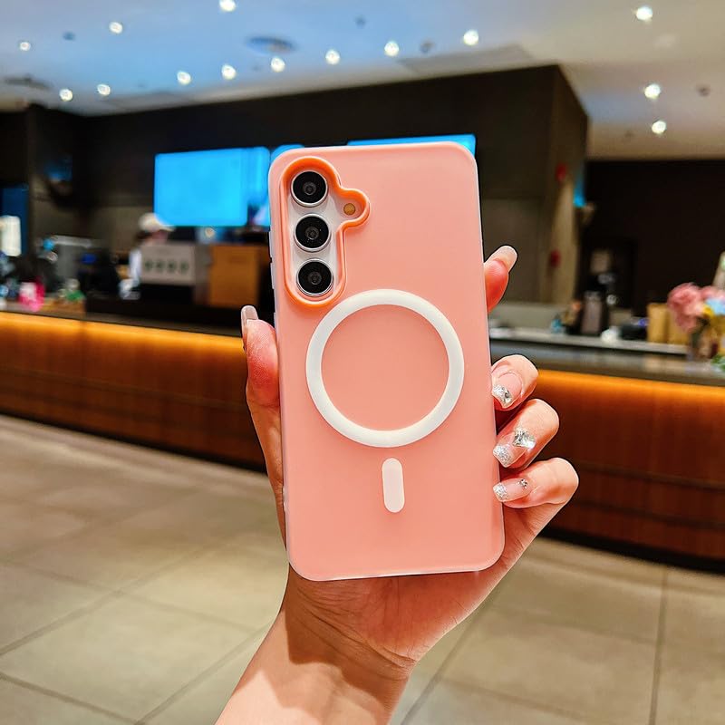 Image of LuxuryKase Magnetic Silicone Candy Case for Samsung Galaxy S24 Plus | MagSafe Compatible | Slim Protective Case | Lightweight & Flexible | Wireless Charging | Soft Matte Finish - Pink