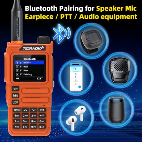 Image of TIDRADIO TD-H9 10Watt GPS&APRS Ham Radio Multi-Band;Capable of Bluetooth Connectivity; Wireless Programming; Spectrum Analysis;SMS Message Text; NOAA Weather Receiver Handheld Two Way Radio (Orange)