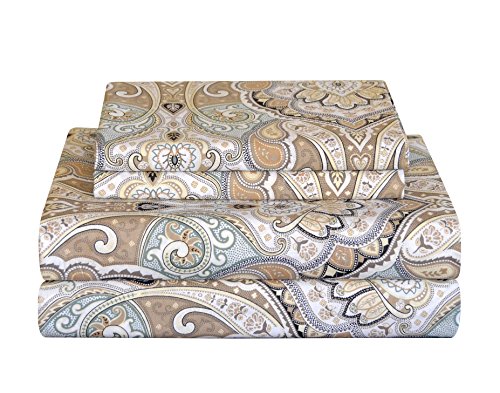 Pointehaven Bedding 4 Pieces Queen 100% Cotton Percale Sheets- Printed Bed Sheet & Pillowcase Sets- Soft Cotton Bed Sheets Set- Fits Mattress 19 inches Deep Pocket (Queen, Prima) - Thumbnail 2