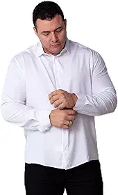 Camisa de Botão Social Masculina Manga Longa Spandex Ultratech Plus Size