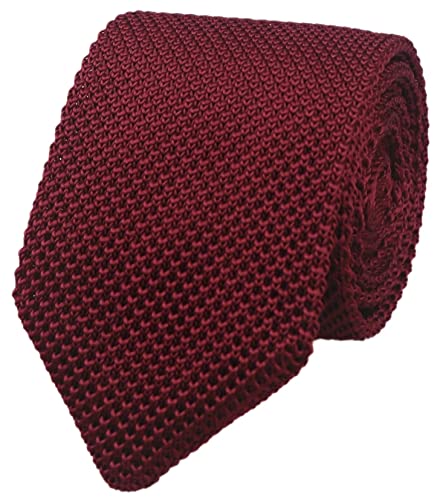 Vizakiss Men Wine Red Retro Cool Designed Tie Rosewood Textured Knit Neckties For Groomsmen #TOP24