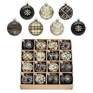 Valery Madelyn Fall Ornaments for Christmas Trees, 16ct Shatterproof Fall Christmas Tree Decorations, 2.36 Inches Luxury Hanging Ball Ornaments for Thanksgiving Autumn Harvest