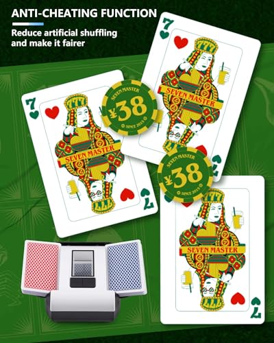 Image of Automatic Card Shuffler, Electric Card Shuffler for 1-2 Decks One-Press AUTO & Manual Mode Rechargeable 2000mAh Low Noise for Poker, UNO, Blackjack, Skip-Bo, Phase 10, Texas Hold'em
