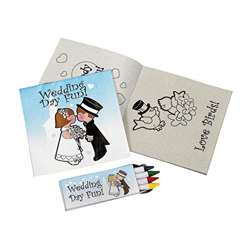 Fun Express Children's Wedding Coloring Books - Set of 12 activity pads, Crayons Included - Wedding Favors for Kids