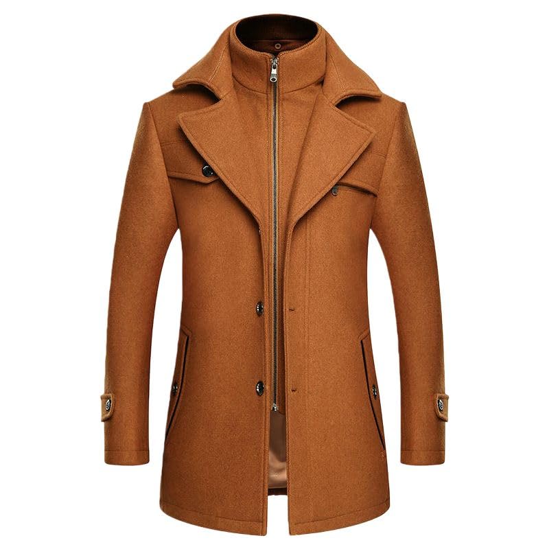 Gabardina cálida para hombre con cuello doble de diseño sofisticado para otoño e invierno 6