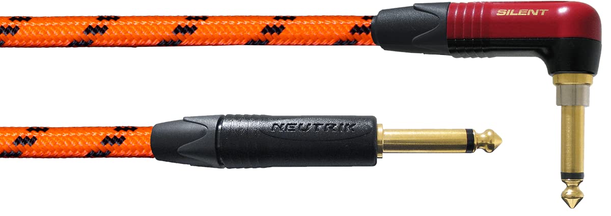CORDIAL - BLACKLIGHT-EDI PR SILENT AR 3M Cavo per Strumento, Lunghezza 3M, con Guaina UV Arancione, Connettori Neutrik Silent 90°