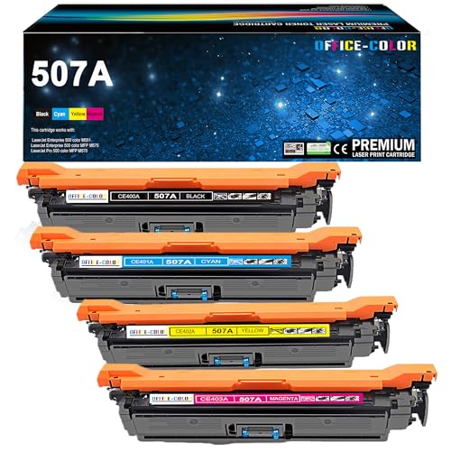 Image of 4 Pack Replacement for HP 507A Toner Cartridges M551 M575 M570 Printers | Compatible for HP LaserJet Enterprise 500 Color M551,LaserJet 500 Color MFP M575,MFP M570 Series (Black,Cyan,Magenta,Yellow)