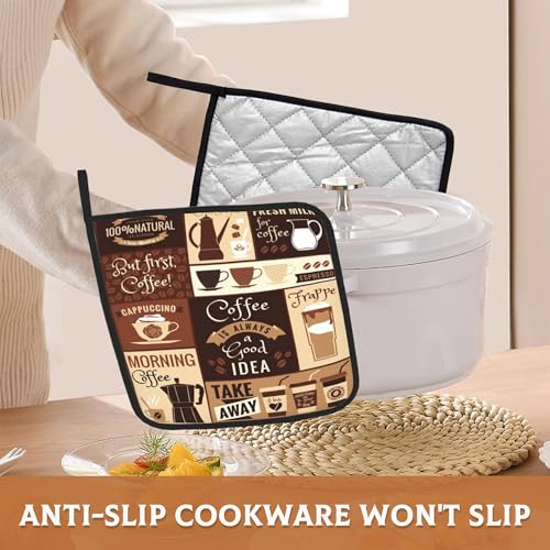 2PCS-Brown-Coffee-Pot-Holder-with-LoopVintage-Latte-Heat-Resistant-Oven-Pads-Hot-Pat-for-Kitchen-Cooking-Baking-Food 2PCS Brown Coffee Pot Holder with LoopVintage Latte Heat Resistant Oven Pads Hot Pat for Kitchen Cooking Baking Food