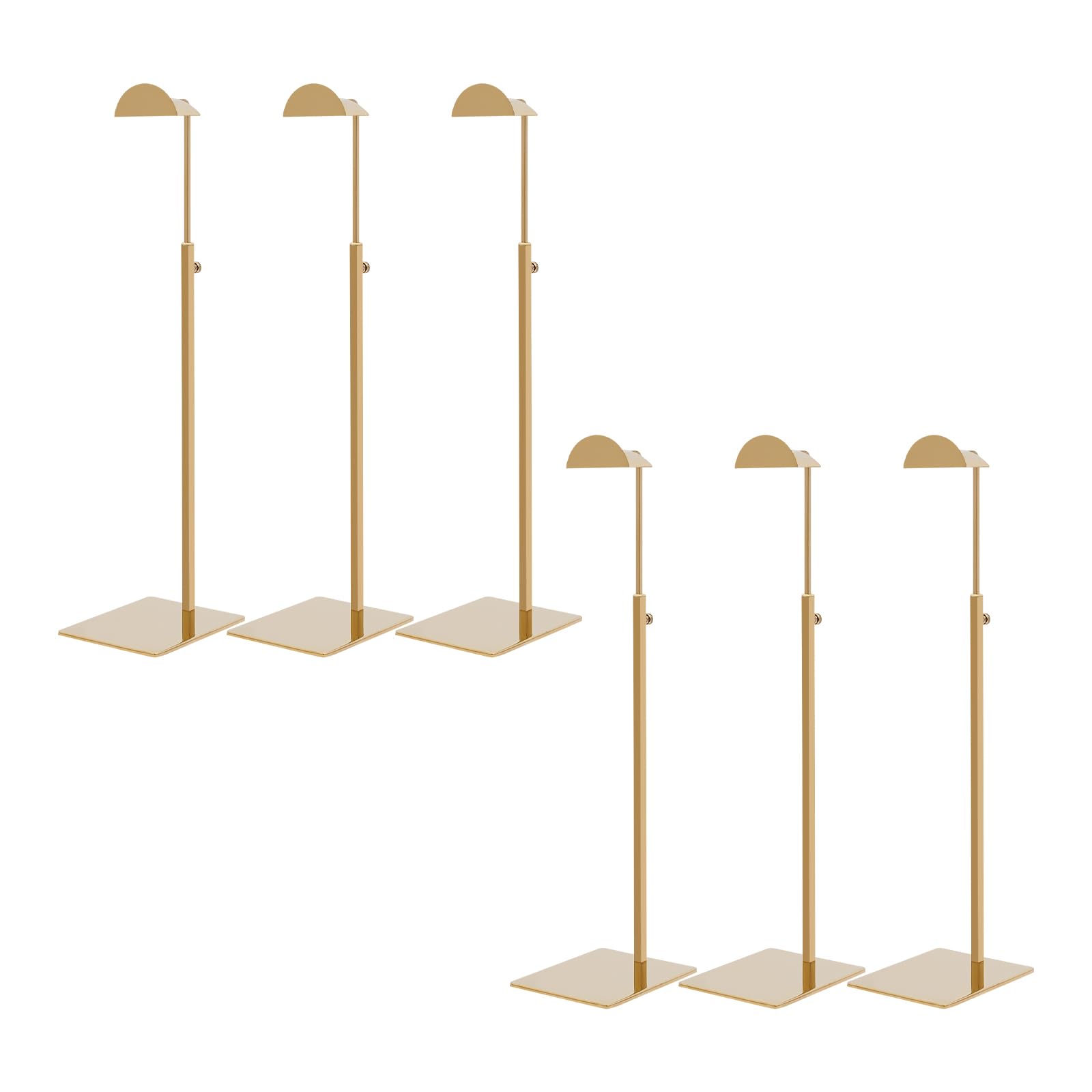6 supporti per borsa con altezza regolabile, in metallo, grande supporto a testa a D, regolabile in altezza, 40-66 cm, portata 5 kg per pezzo (oro)