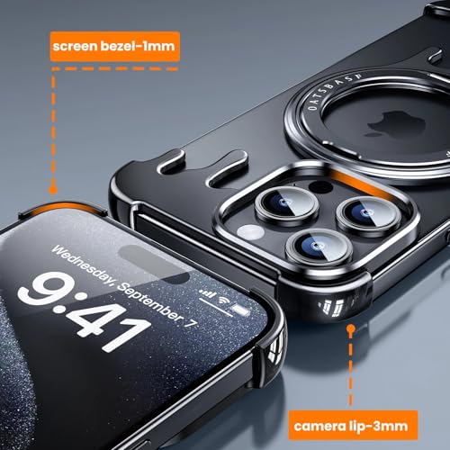 Béquille rotative sur la coque sans cadre iPhone 15 Pro Max MagSafe bleu