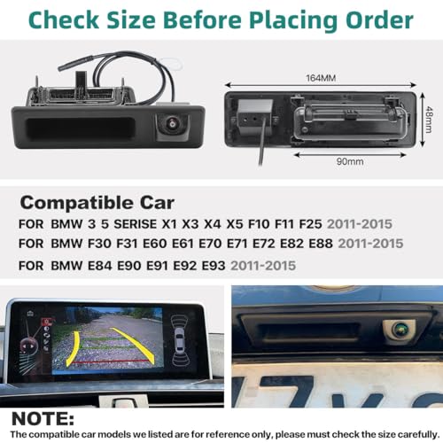 Image of GreenYi AHD 1080P Dynamic Trajectory Trunk Handle Backup Camera, for BMW 3 5 Serise X1 X3 X4 X5 F10 F11 F25 F30 F31 E60 E61 E70 E71 E72 E82 E84 E88 E90 E91 E92 E93 2011-2015, Reverse Rear View Cam