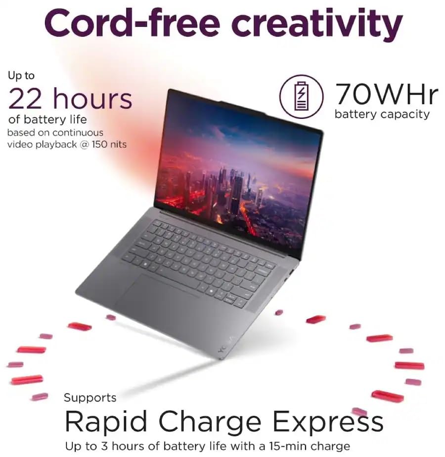 Image of Customized Laptop, Created Using Lenovo Yoga Slim 7i Aura Edition Copilot+ Laptop, Intel Core Ultra 7 256V, 15.3 WUXGA 120Hz Touch, 16GB LPDDR5X RAM 2TB SSD, WiFi7, Backlit KB, Win11, Luna Grey