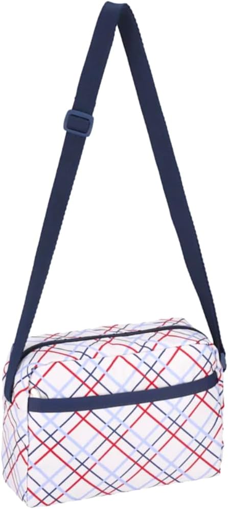 LeSportsac Modern Tattersall Daniella Crossbody Bag, Style 2434/Color E839, Classic Navy & Bold Red Unite on Crisp White Bag, Modern Lilac Accent, Fun Interpretative Tartan Plaid - Image 2
