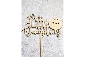 Little Dumpling Wood Cake Topper, for Dumpling Baby Shower and Spring First Birthday Cake Decoration