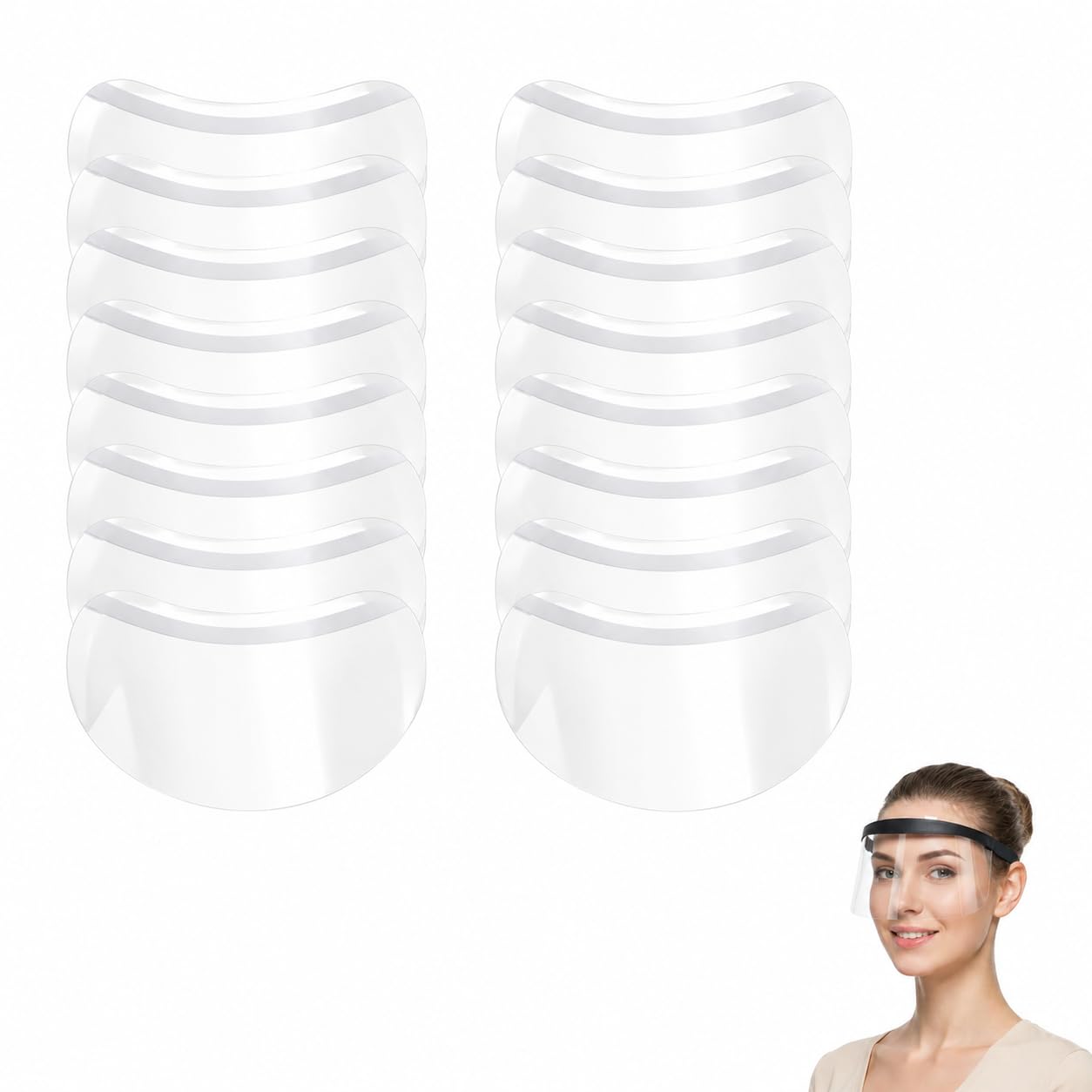 50Pcs Clear Face Visors, Shower Face Eye Protector, Eye Shield After Cataract Surgery, Plastic Transparent Shower Face Eye Protector Shields for Makeup Eyelash Extensions Eyes Cataract Haircut