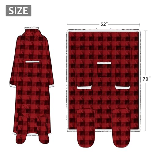 Image of Catalonia Sherpa Wearable Blanket with Sleeves & Foot Pocket for Adults