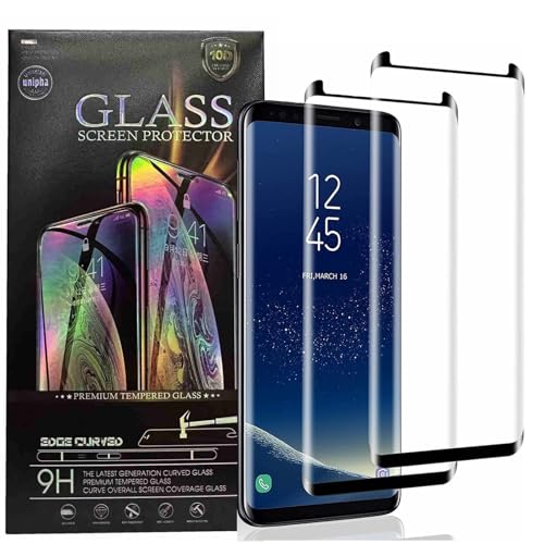 2+2 Pack Screen Protector for Samsung Galaxy S8 9H Tempered Glass Film (5.8 Inch) & 2 Pcs Camera Lens Protector Anti-Scratch Easy Installation HD Clear Glass