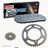Kettenfarbe: Stahlfarben Kettensatz geeignet für Yamaha TDM 850 96-98 Kette RK 525 GXW 114 offen 17/42