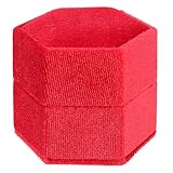 GLEAVI Caja de Anillos para Compromiso Hexagonal de Terciopelo, Organizador de Joyas Color Rojo Oscuro, Estuche Compacto para Boda y Eventos Románticos