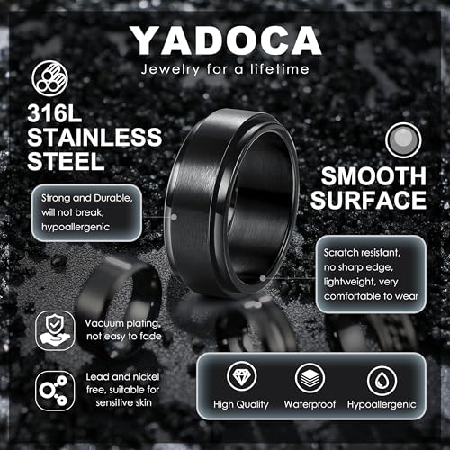 YADOCA Stainless Steel Rings for Mens Wedding Band Silver Black Fidget Ring Anxiety Relief Simple Engagement Promise Wedding Rings for Men and Women2