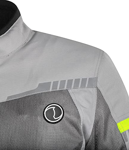 Image of RYNOX AIR GT 3 RIDING JACKET GREY HI-VIZ GREEN (S) (WITHOUT LINERS)
