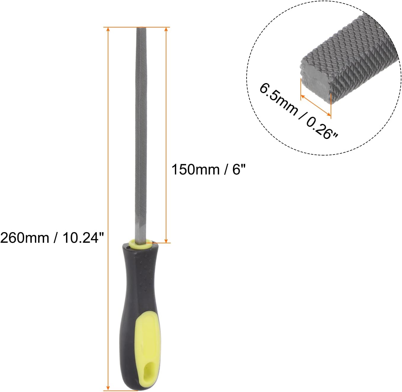HARFINGTON 2pcs Square File 6" High Carbon Hardened Steel Cut Hand Rasp with Plastic Handle for Deburring and Removing Material