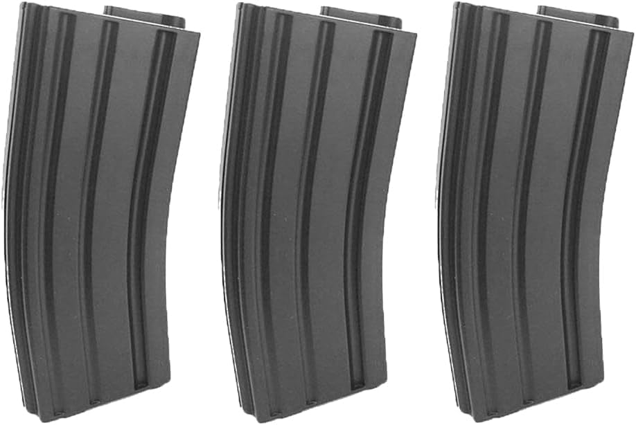 Genérico Pack de 3 Cargadores Mid-Cap para M4 eléctrico de Airsoft de 140 Bolas de Capacidad Fabricado en plástico Color Negro de la Marca Slong Airsoft - 3 Unidades