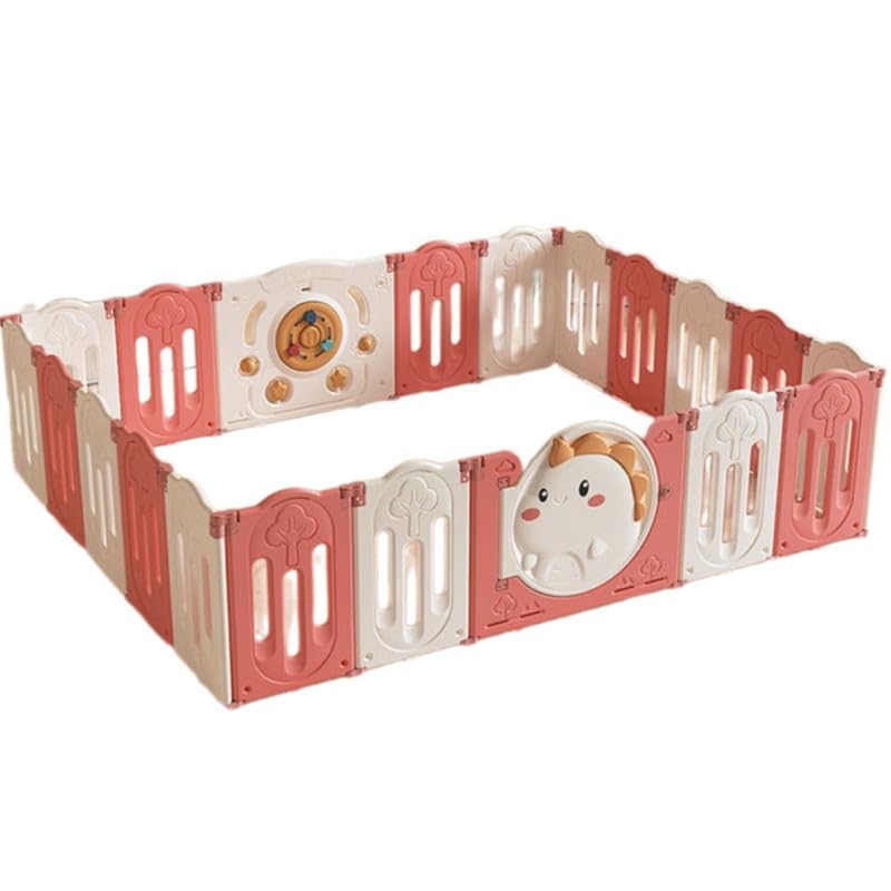 Parque Infantil de Plástico 228x228 cm, Valla Modular para Bebés y Niños 1+, Corralito de Juego Interior y Exterior, Paneles Plegables Configurables, Color Rojo, Parque Infantil Grande