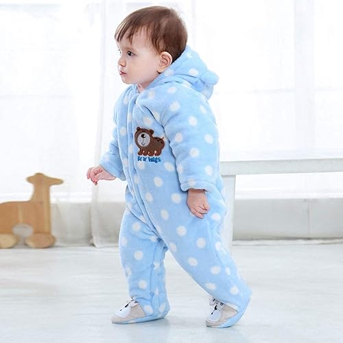 Miniatura 6 de XIFAMNIY Mono de bebé recién nacido con capucha, forro polar acolchado, traje de invierno para niñas y niños..