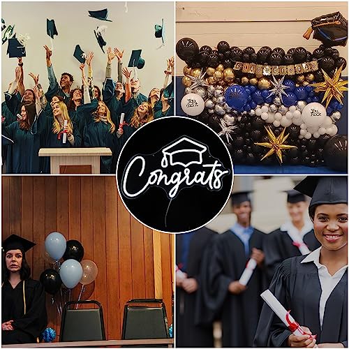 Image of Congrats Grad Neon Sign Congrats Neon Lights Signs for Backdrop Graduation Party Wall Decor Dimmable Congratulations Neon Sign Celebration Grad Neon Wall Sign Gifts