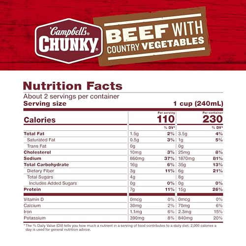 Image of Campbell's Chunky Soup, Beef Soup with Country Vegetables, 18.8 Oz (12 Pack)