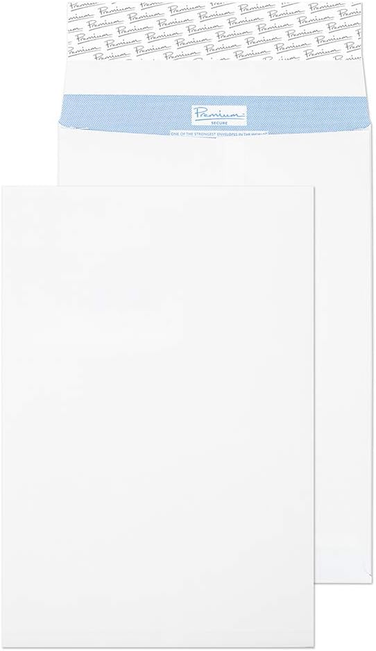 Blake Premium Secure C4 324 × 229 × 25 mm 125 GSM Tear Resistant Gusset Pocket Peel & Seal Envelopes (TR9902) White - Pack of 20