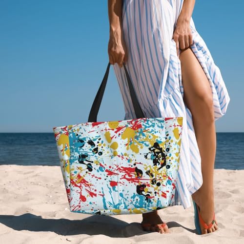Sac de plage imprimé éclaboussures d'encre cabas femme - 2