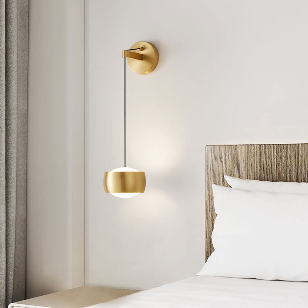 Globe Suspendu Applique Murale Boule Acrylique Blanche Applique Murale Postmoderne Cuivre Applique Murale, 6W 3 Couleurs Mode Intérieur Chambre Chevet Salon Couloir Île Luminaire