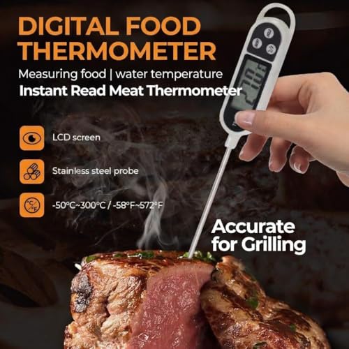 Meat Thermometer - Waterproof Food Thermometer with Backlight & Magnet, Fast Accurate Probe for Kitchen Cooking, BBQ, Grill, Oven, Candy, Deep Fry - Image 3