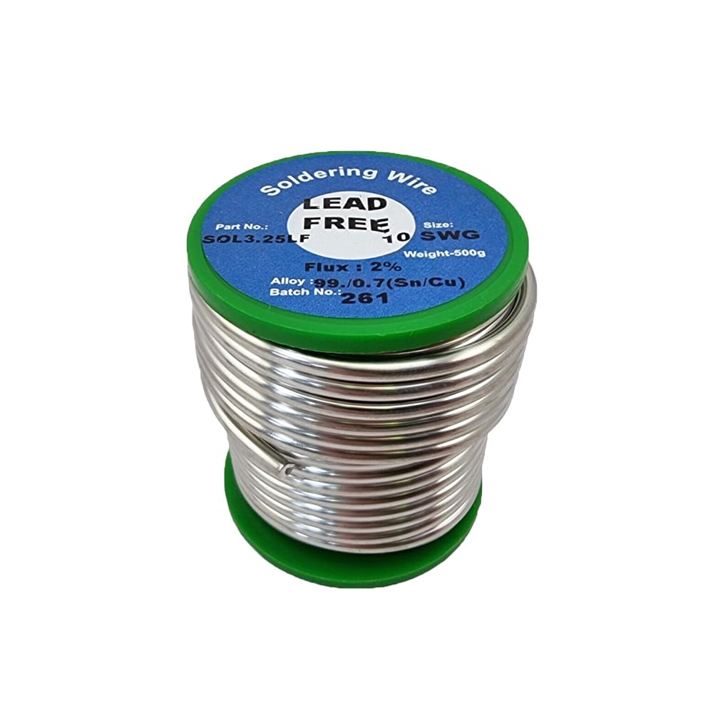 KafTon Solder Wire Lead Free Fluxed Core 0.8mm - 3.2mm diameters 500g Reel (Size: 10 SWG - 3.25mm)