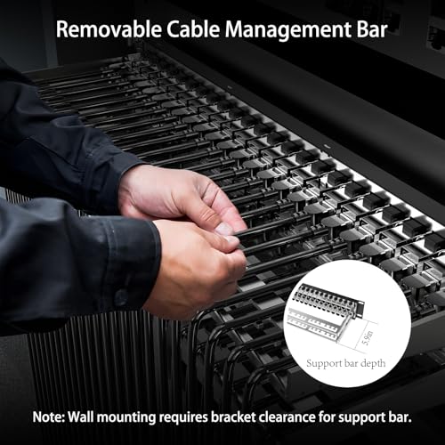 Image of Jadaol [UL Listed] 48-Port Shielded Cat6A Patch Panel, 19 inch 2U Rackmount /Wall Mount Feed-Through RJ45 Panel with 48 Preloaded Shielded Keystone Couplers + 2 Spare, Up to 10Gbps, Cable Management Bar