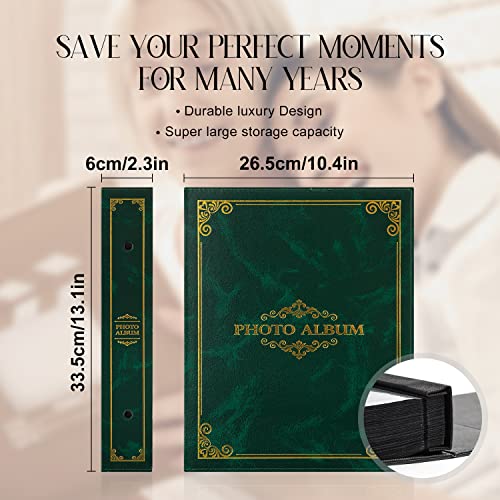 Lanpn Photo Album 6x4 Slip in, Traditional Classic 400 Pockets Photo Albums Holds Portrait Only 10x15cm Picture Green - Image 2