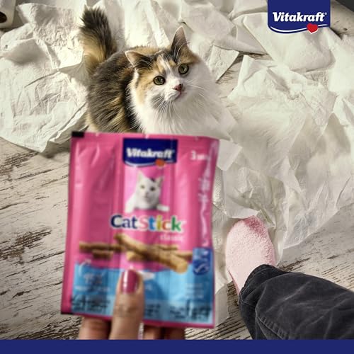 Vitakraft Cat Stick Classic, Katzensnack, fleischige Mini-Sticks, mit Truthahn und Lamm, in Vorratsgröße, ohne Zusatz von Zucker und Getreide (10x 36g)
