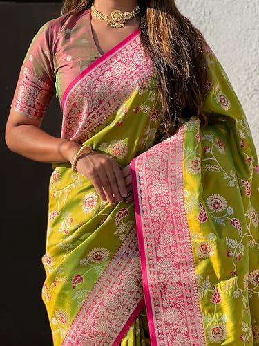Image of SGF11- Women's Kanjivaram Woven Soft Silk Saree With Blouse Piece