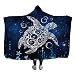 Sticker Superb CapeCouverture à Capuchon Le Crabe Requin Tortue Pieuvre Calmar Impression Blanket Bleu Marine Etoilé Fond de Ciel l'hiver Chaud Doux Manteau en Peluche Cape (Tortue,150x200 cm)