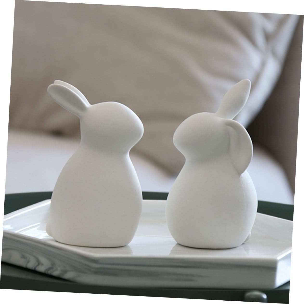 Cabilock Set Di Statuette Di Coniglietti Statuette in Ceramica Ornamenti in Miniatura Di Conigli Decorazioni Per La Casa Da Tavolo