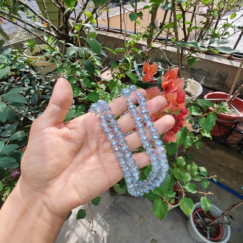 Image of 10mm Rondelle Glass Beads for Jewelry Making, Faceted Briolette Crytal Spacer Beads for Bracelet Necklace Earring, Light Blue Grey 200pcs