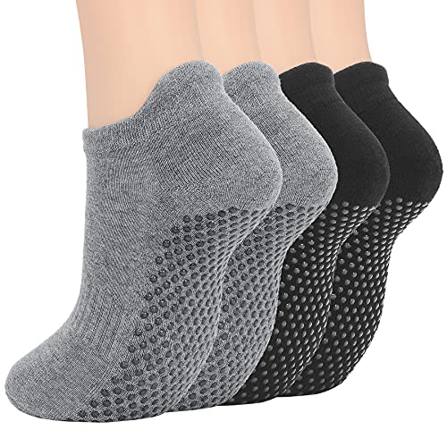 Zando Grip Pilates Socks for Women Non-slip Yoga Athletic Socks for Barre Ballet Barefoot Workout Hospital