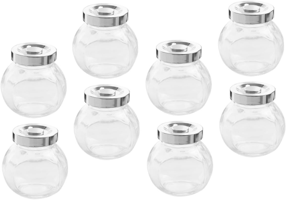 8 Pcs Glass Storage Canister for Coffee Candy Xmas