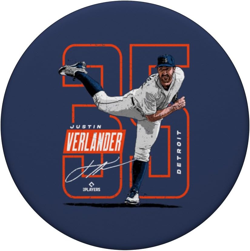 Justin Verlander | Detroit T Baseball Players | MLBJVE207M PopSockets Adhesive PopGrip