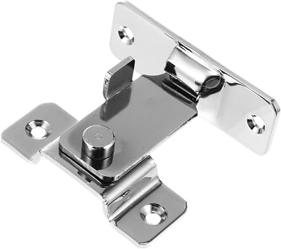 Stainless Steel Door Bolt Latch Lock, 90 Degree, Silver