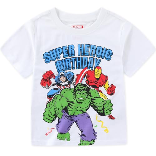 Marvel Avengers Birthday Boys Short Sleeve T-Shirt for Toddler and Big Kids